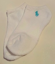 POLO RALPH LAUREN GIRLS 2 PAIRS COTTON BLEND WHITE ANKLE SOCKS 4-7