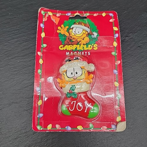 VTG Garfield Christmas Stocking Magnet Cat Comic 1996 NEW Santa Holiday Cartoon - Picture 2 of 6