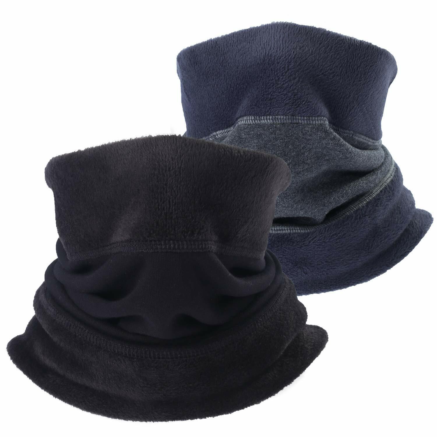 Adults Mens Neckwarmer Neck Gaiter Reversible Fleece Warm Winter Hat Camo Black
