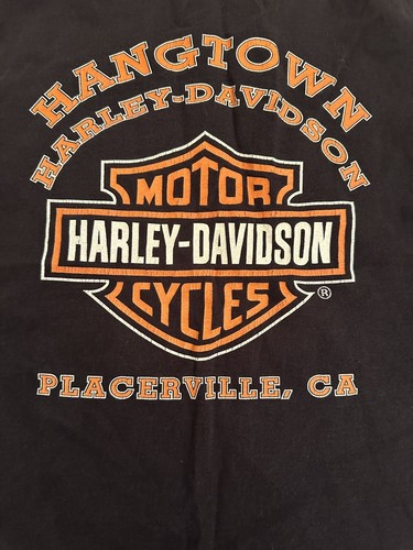 Vtg 1999 Harley Davidson Black Tank Top Placerville, Ca XL American Flag - Picture 5 of 6