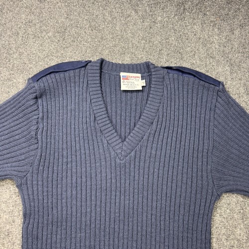Vintage Jack Young Commando Sweater Mens Large Blue V Neck Wool Made in USA - Picture 11 of 19