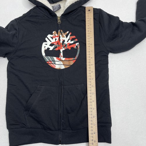 Timberland Boys' Sherpa Lined Fleece Full Zip Hoodie Camo Tree Black Size XL "7" - Picture 6 of 11