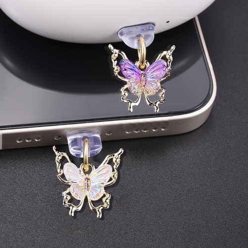 Glitter Butterfly Phone Dust Plug Accessories Decoration Hanging Pendant