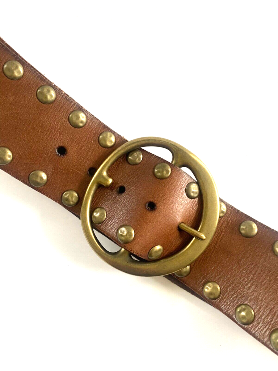 Vintage LP Linea Pelle Brown Studded Leather Belt Size M | eBay display picture 1