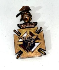 KNIGHTS OF COLUMBUS K of C Templar Gold Filled Pendant Fob Helmet and Shield