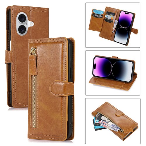 Zipper Leather Wallet Phone Case For iPhone 16 15 14 13 12 11 Pro Max XR 8 7 6 - 第 17/66 張圖片