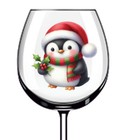 12x Watercolor Christmas Penguin Holly Vinyl Sticker Decal Tumbler Wine Glass