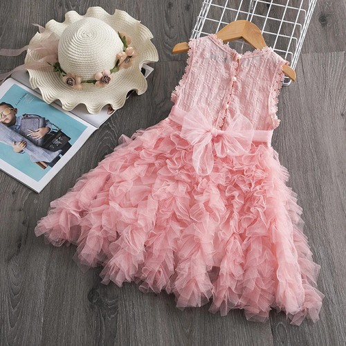 New Girls Clothes Kids Dresses for Girls Lace Flower Wedding Gown Birthday Party - Picture 21 of 27