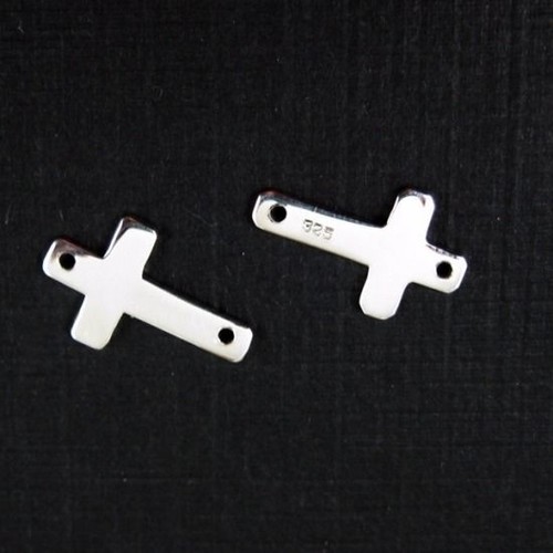 Conectores de plata lisa cruzada lateral plata esterlina-16x10 mm - Imagen 1 de 2