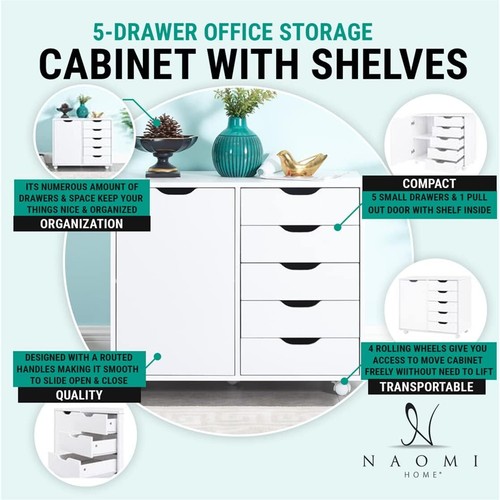 5 Drawer Dresser Storage Tower Organizer Shelf Unit for Bedroom Closet Entryway - Picture 4 of 9