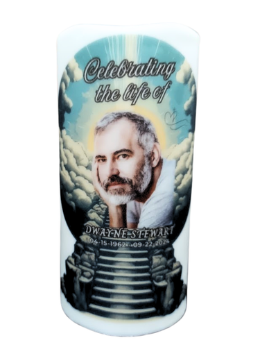 Personalized L.E.D. Flameless Memorial Candle Customized Flickering Sympathy