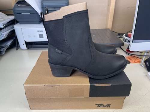 Pick SIZE / Teva Womens Anaya Chelsea Black Leather Boots - 1103230 - Picture 6 of 8