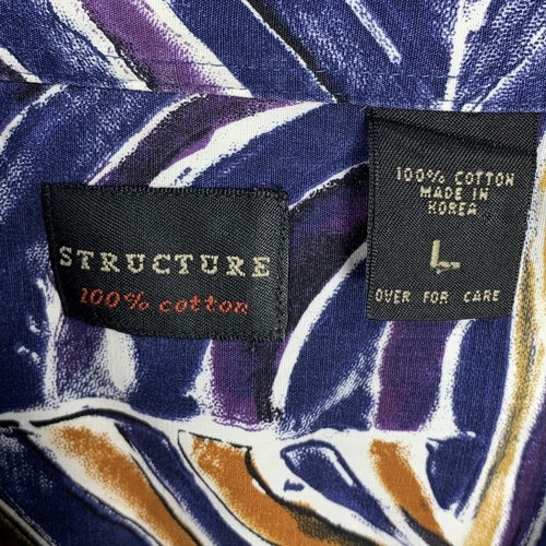 Vintage Structure Hawaiian Shirt Mens L All Over Camp Party Aloha Holiday Beach - Picture 4 of 10