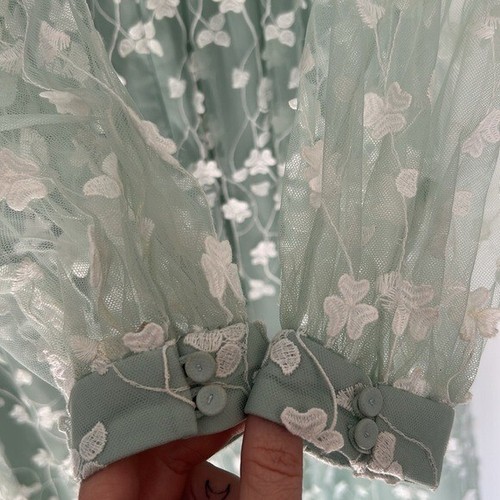 abito da sera maxi verde chiaro bcbgmaxazria cheyenne appliqué come nuovo pizzo 6 - Foto 11 di 16