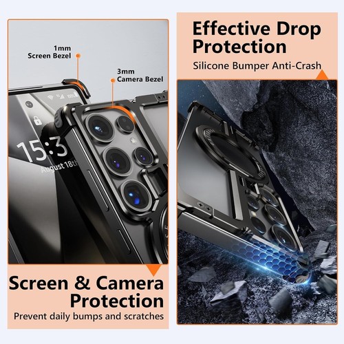 Magnetische Metall Rahmenlos Bumper Ständer Hülle für Samsung S25 S23 S24 Ultra S24+ - Bild 7 von 25
