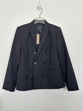 NWT J.Crew Super 120's Double Breasted Wool Blazer Black Workwear Women's 8 8P