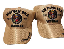 US ARMY Vietnam ERA Veteran Baseball Cap Tan BLACK 1960-1975 Military Hat Eagle
