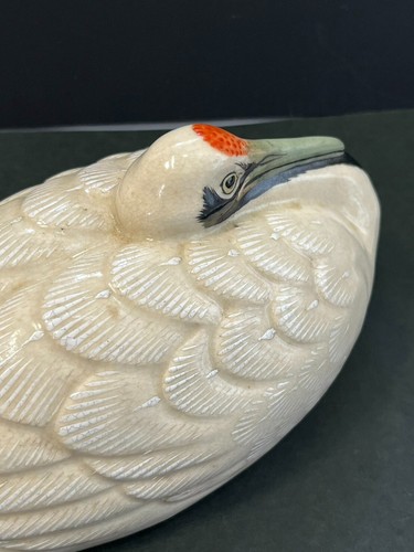 Kranich Keramik Statue Kutani Ware 7 Zoll japanische antike Figur - Bild 13 von 13