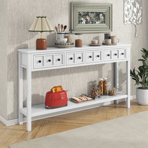 Entryway Console Table Sofa Table with Storage Drawers and Bottom Shelf - Picture 61 of 72