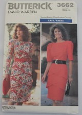 Butterick 3662 Fitted Taper Tulip Dress by David Warren Sz 6 8 10 Sewing Pattern