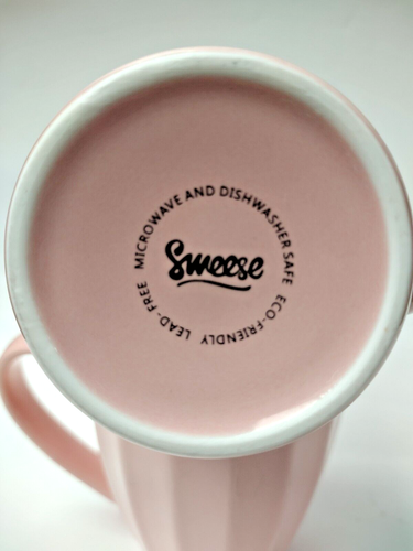 Pair of Sweese Pink Ribbed Fluted 14oz Mug - Picture 8 of 9