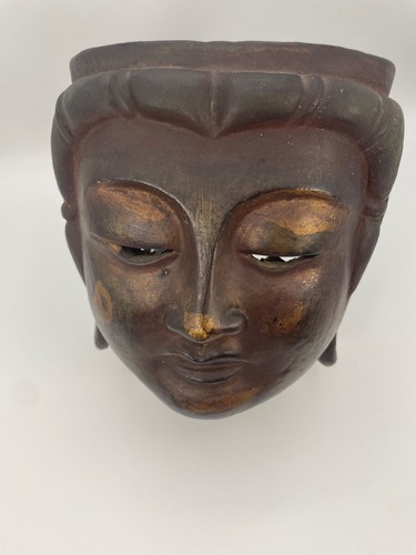 Máscara japonesa Buddha Noh de yeso antiguo exquisita hecha a mano - Máscara budista - 8" - Imagen 3 de 23
