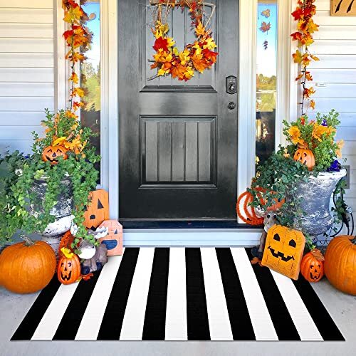 Black White Striped Rug - 3'X5' Front Door 35.4''x59'' Black and White Stripe - Bild 1 von 6