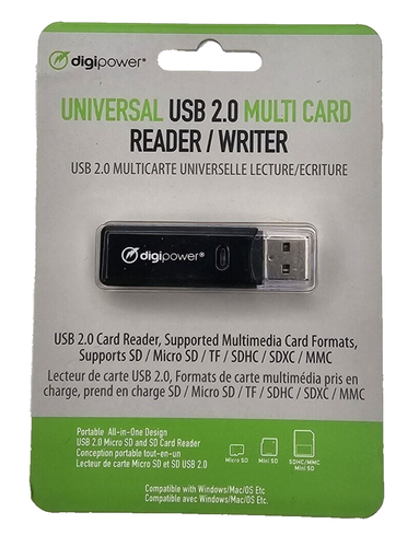 DIGIPOWER Universal USB 2.0 Multi Card SD Micro SD Reader / Writer Portable NEU