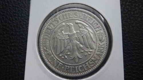 Germany Weimar Republic 5 Reichsmark 1931 F Stuttgart OAK TREE silver coin - Picture 2 of 2