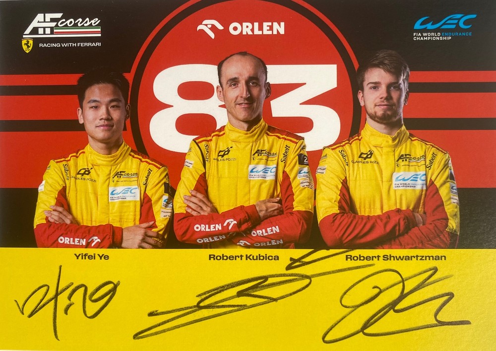 Ferrari Le Mans Hypercar #83 Hand Signed Promo Card Kubica Schwartzman Ye