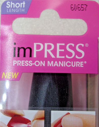 IMPRESS NAILS PRESS ON SHORT -Mesmerizing Aqua Ocean Blue Glitter French - Picture 2 of 3