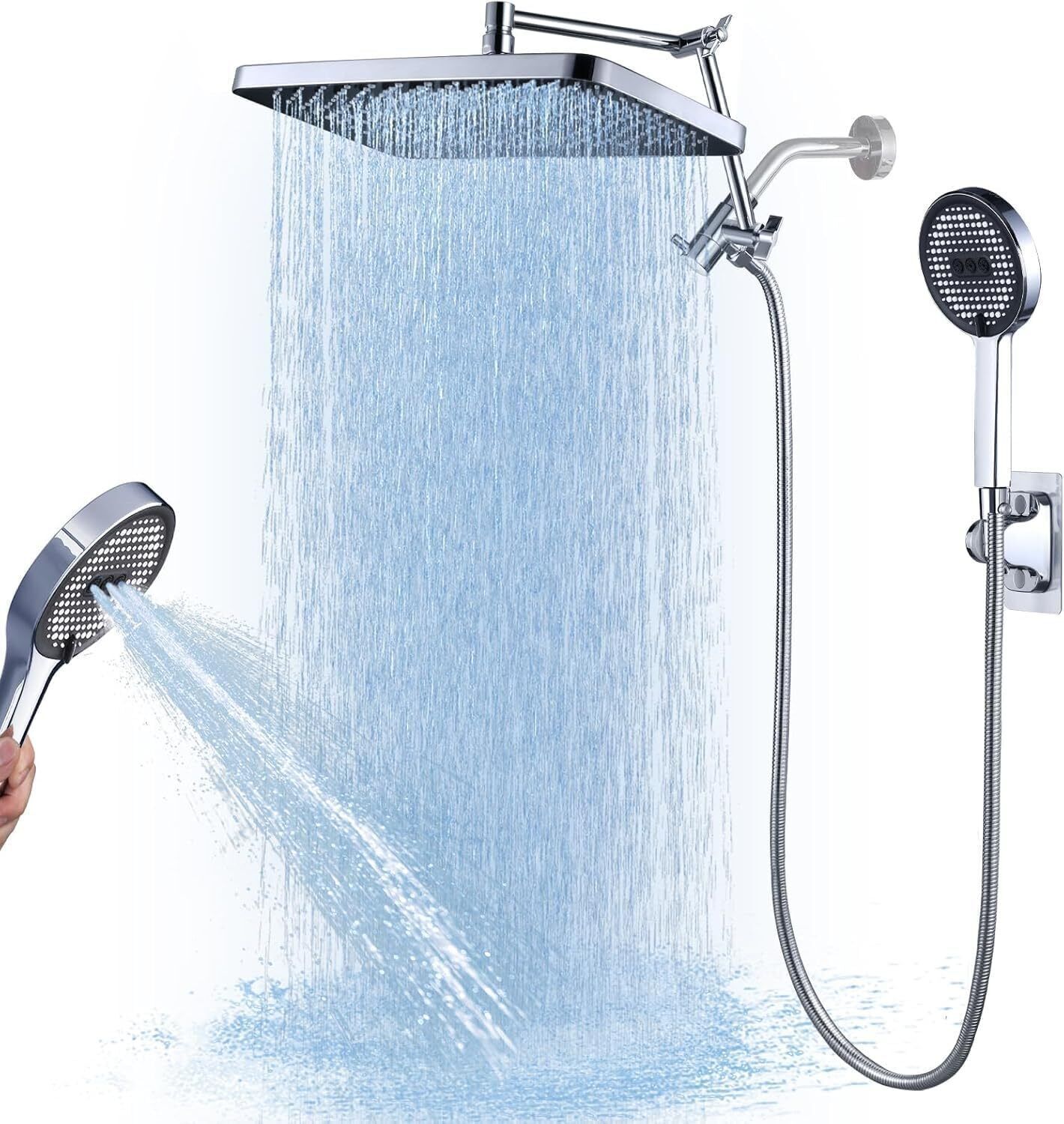 13-Inch Dual Rainfall Shower Head with Handheld Spray Combo