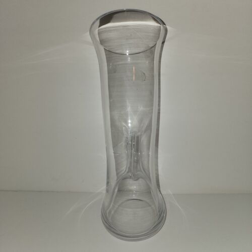 Clear Glass Donut Hole Pitcher Decanter Center Hole Handle Hand Blown Poland - Picture 3 of 6