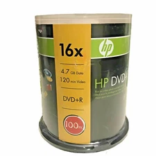 (NEW) 100 Pack HP DVD+R 16X Blank DVDR Discs 4.7GB Orange Disc - Spindle -SEALED