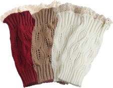 Womens Winter Boot Socks Short Ankle Leg Warmers Lace Crochet Knitted Boot Cuff