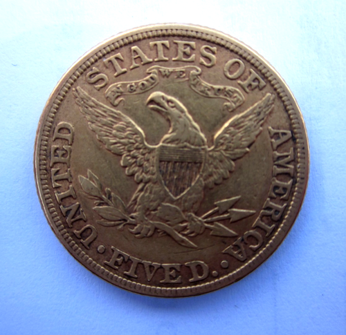 1881 LIBERTY HEAD HALF EAGLE $5 DOLLAR GOLD COIN PHILADELPHIA MINT COLLECTOR DAT - Picture 2 of 2