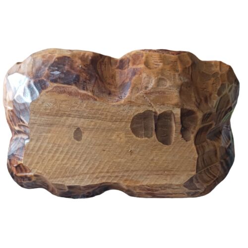 Cesta de frutas de madera vintage de mediados del siglo XX con pájaros, madera de burl tallada a mano - Imagen 4 de 5