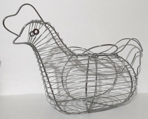 Chicken Hen Shaped Wire Egg Storage Easter Display Basket Holder Farm Kitchen - Picture 4 of 8