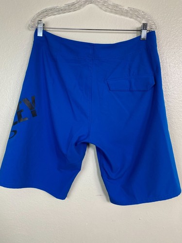 Oakley Mens Blue Board Shorts Size 32 Big Logo Drawstring Beach vacation 11" - Picture 14 of 15