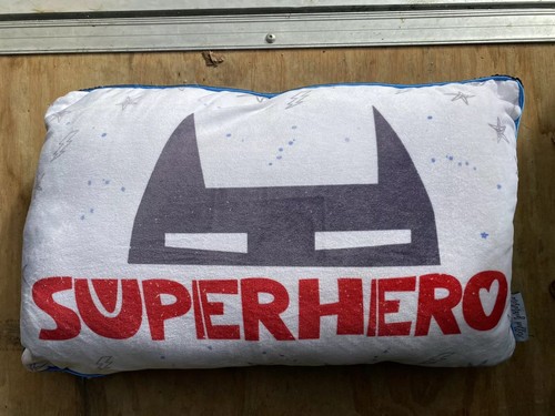 EUC Mermaid Pillow Co SUPERHERO PILLOW W/Red & Blue REVERSIBLE SEQUINS - Picture 1 of 3