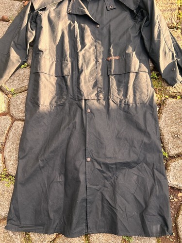 DRIZA-BONE Black Oil Skin Long Riding Coat Size S Made In Australia - Picture 12 of 13