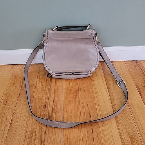 Rebecca Minkoff Grey Vanity Large Saddle Bag Handbag Purse Crossbody - Picture 2 of 5
