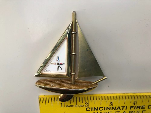 Boat Sailboat Bulova Watch Gold Color Clock Nice New Battery Works - Picture 5 of 12