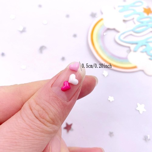 Mix of 200 Pink Rose White Heart Love Beads Manicure Nail Art Flatback Appliques - Imagen 6 de 6