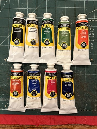 (9) Winsor & Newton Galeria Acrylic Paint 2 oz. tubes NEW Unused Colors