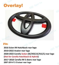1PC Matte Black Toyota Logo OVERLAY emblem for Scion Avalon Corolla FJ Cruiser