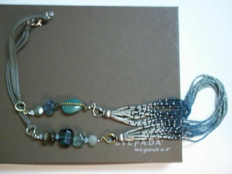 Collier En Verre Et Argent 925 Silpada - Pierres Quartzite, Fluorite, Labradorite, 28 Pouces