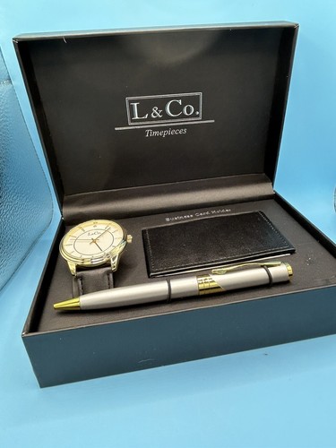 Quartz watch, pen, Business Card Holder - NEW in Box - Picture 2 of 10