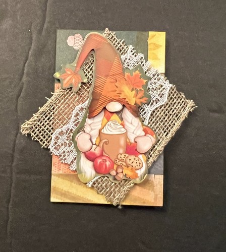 #2703 Fall Gnomes Thankful Handmade Ephemera Embellishment Set Tags Clusters - Picture 7 of 12