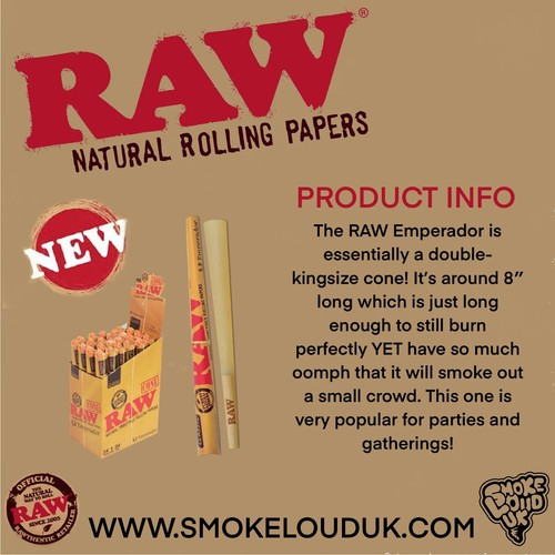 24 X RAW CLASSIC EMPERADOR SIZE PRE-ROLLED CONES 7"/18CM SIZE CONE FULL BOX 24 - Bild 6 von 23